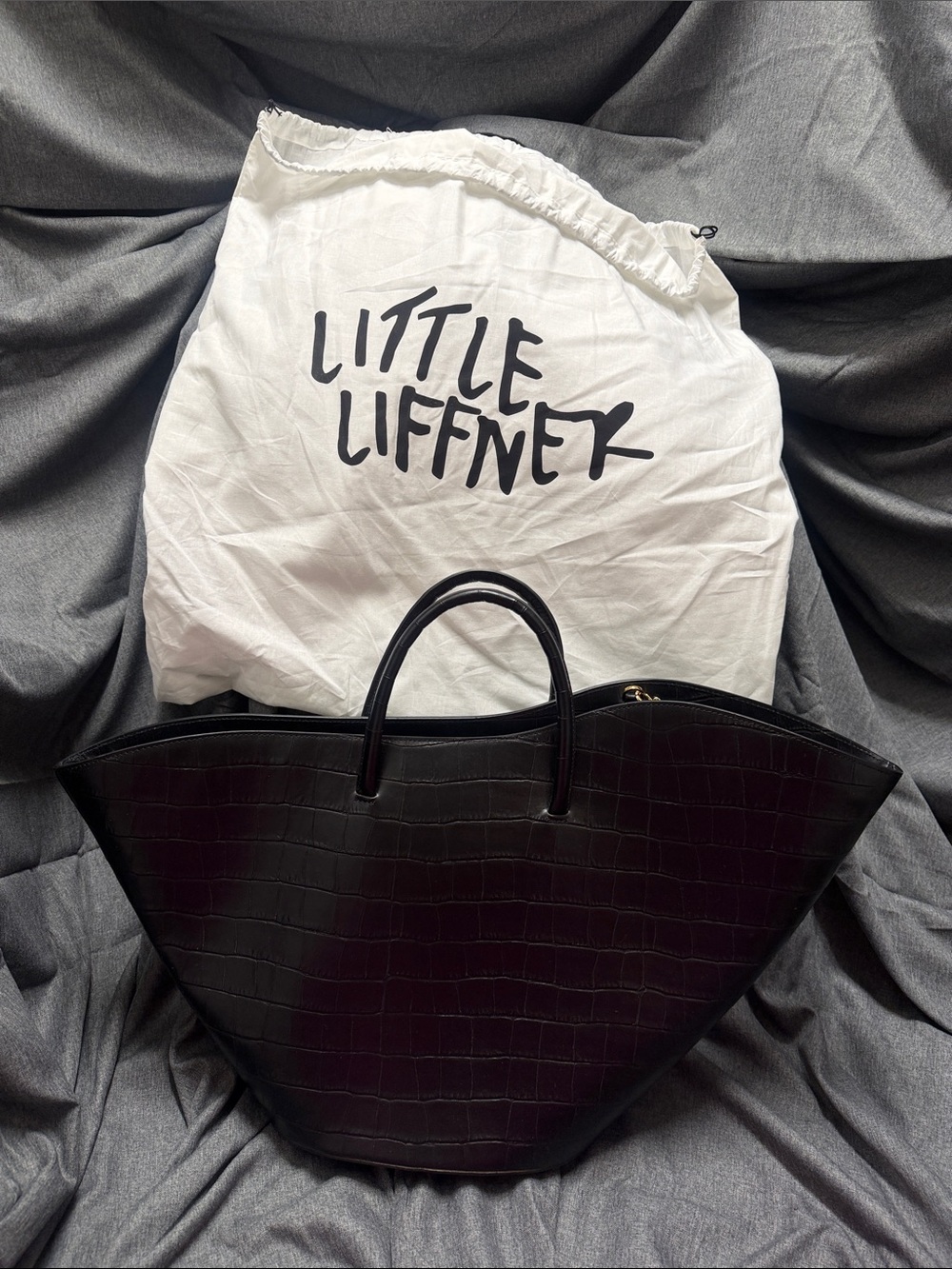Little Liffner tulip tote in black croc